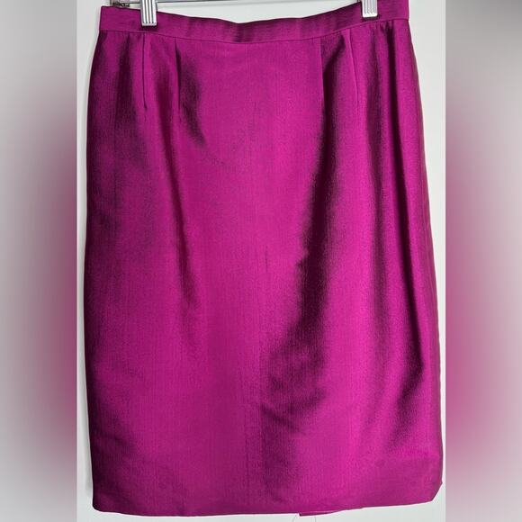 Vintage Badgley Mischka Two-Piece Satin Blend Magenta Blazer and Skirt Size 10 - Picture 10 of 13